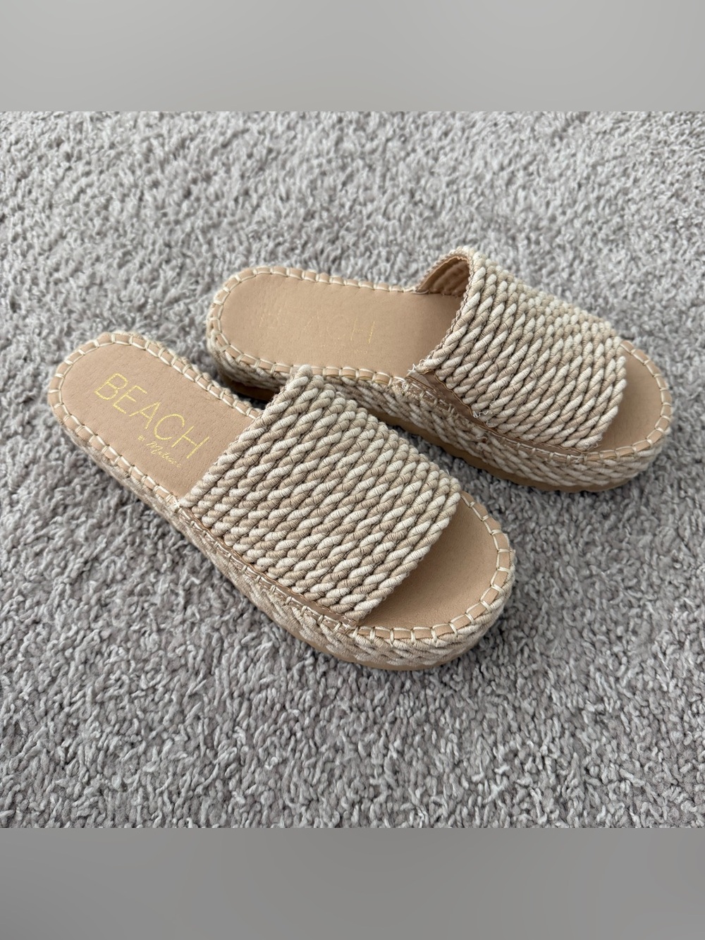 Matisse Natural Woven Rope Slide Sandals
